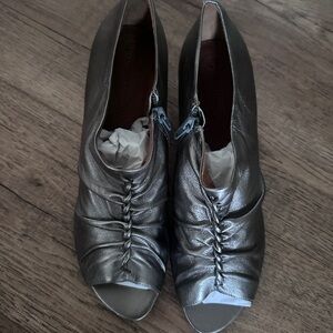 Corso Como Silver Peep-Toe Heels
